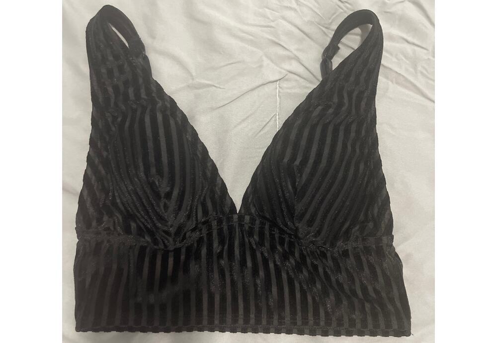 Pink Black Velvet ribbed xs bralette brami y2k 90s